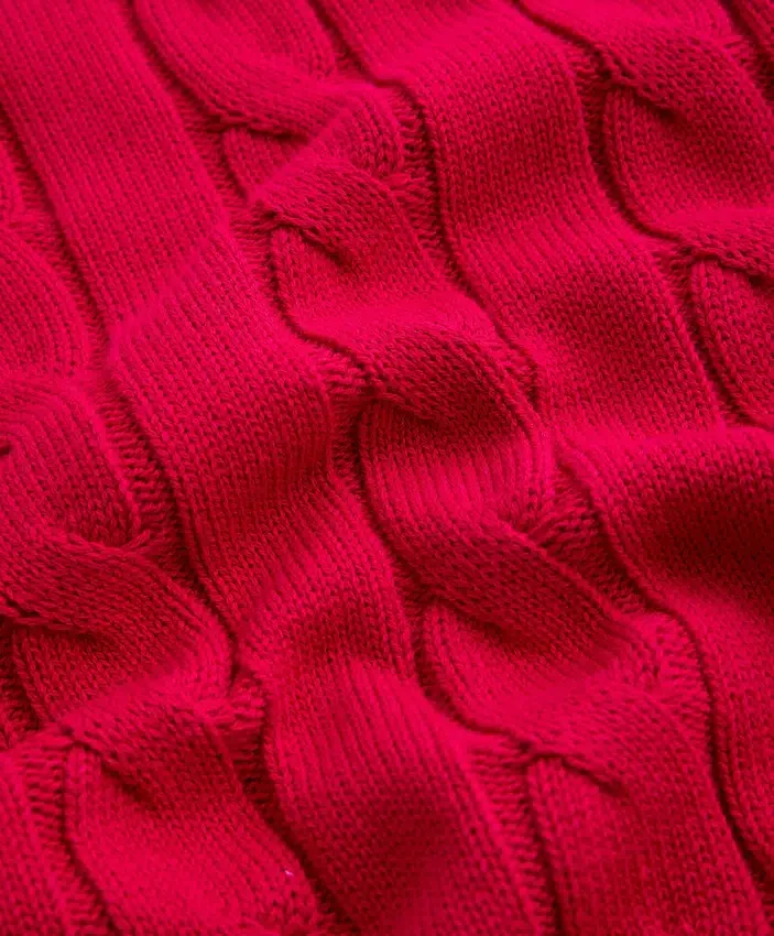 Camisola com decote em V em malha trançada 100% algodão Camisola com decote em V em malha trançada 100% algodão