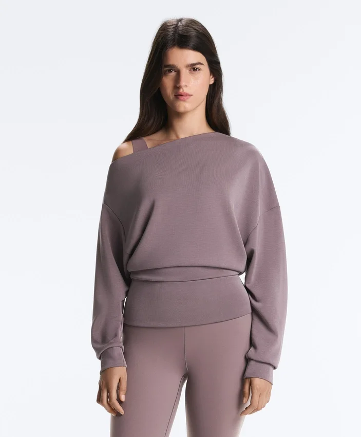 Camisola com gola assimétrica, cintura ajustável e modal Soft Touch Camisola com gola assimétrica, cintura ajustável e modal Soft Touch