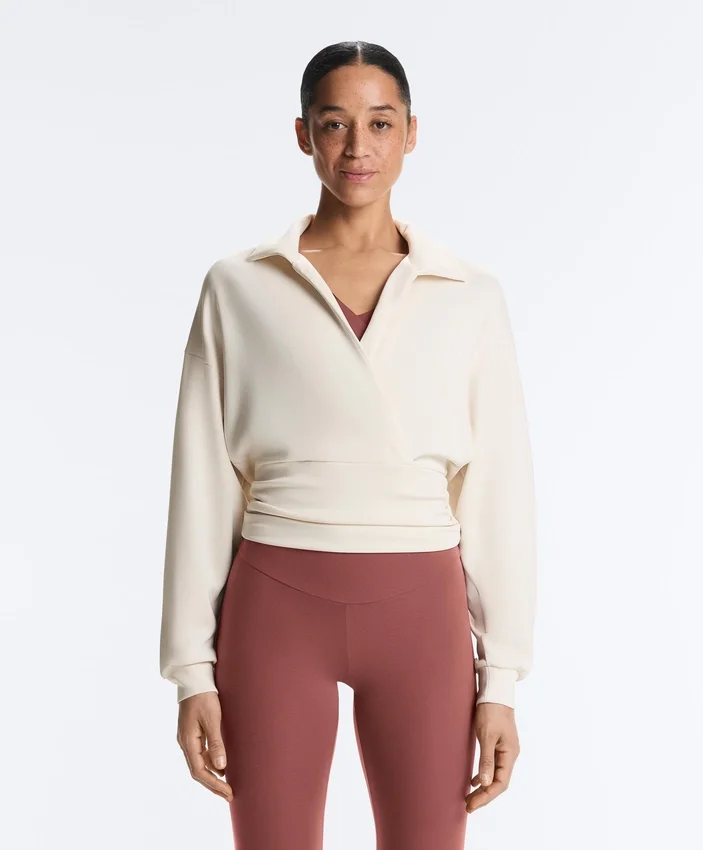Camisola com gola polo cruzada em modal Soft Touch Camisola com gola polo cruzada em modal Soft Touch