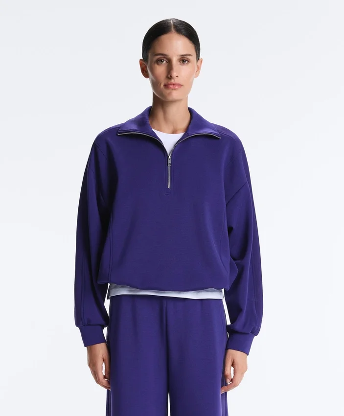Camisola com meio fecho e modal escovado Camisola com meio fecho e modal escovado