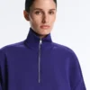 Camisola com meio fecho e modal escovado Camisola com meio fecho e modal escovado