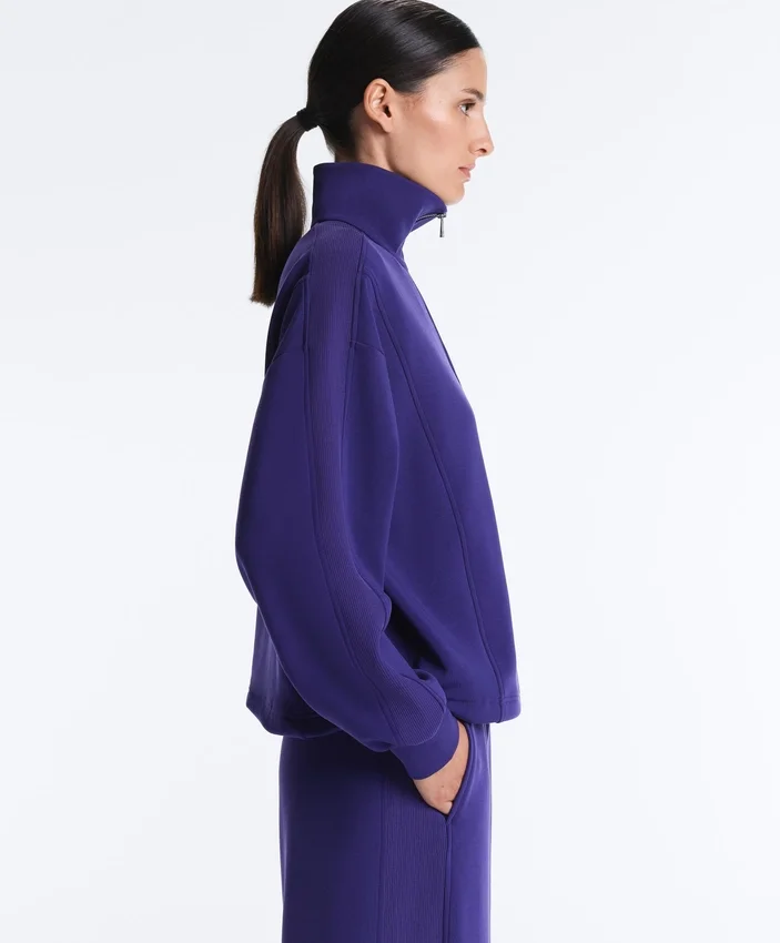 Camisola com meio fecho e modal escovado Camisola com meio fecho e modal escovado