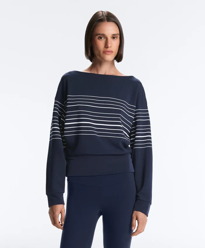 Camisola com riscas marinhas e toque Soft Touch em modal Camisola com riscas marinhas e toque Soft Touch em modal