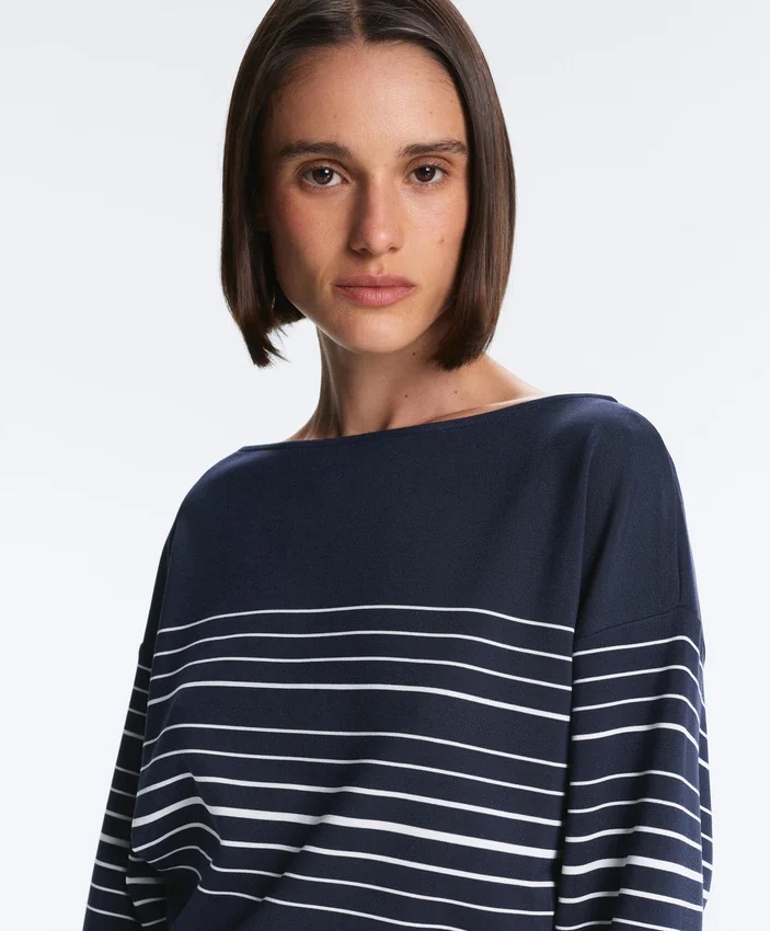 Camisola com riscas marinhas e toque Soft Touch em modal Camisola com riscas marinhas e toque Soft Touch em modal