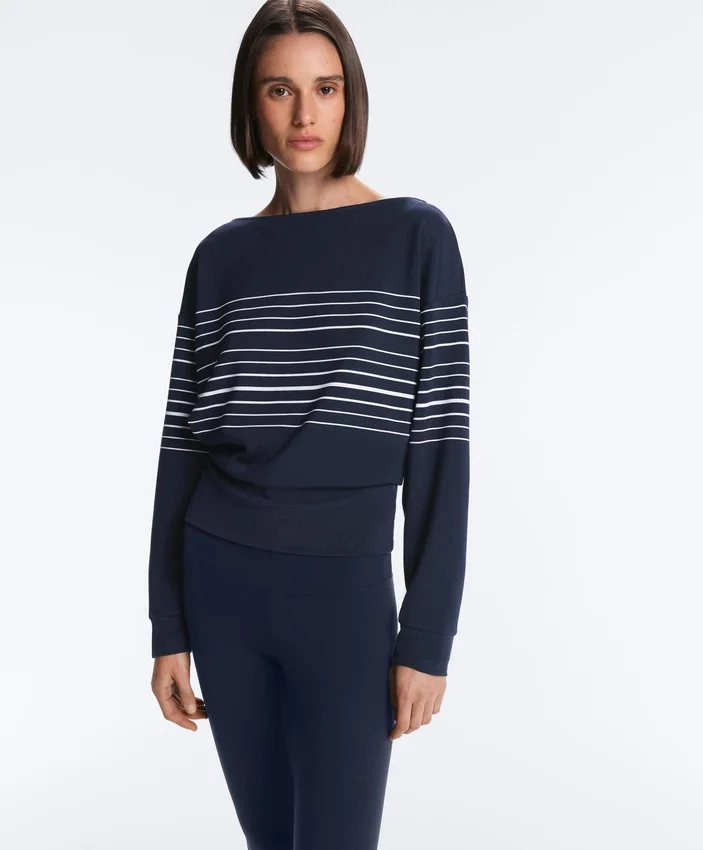 Camisola com riscas marinhas e toque Soft Touch em modal Camisola com riscas marinhas e toque Soft Touch em modal