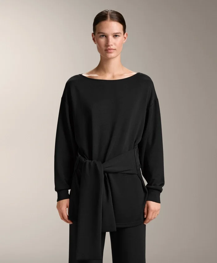 Camisola comprida em modal Soft Touch com detalhe de nó Camisola comprida em modal Soft Touch com detalhe de nó