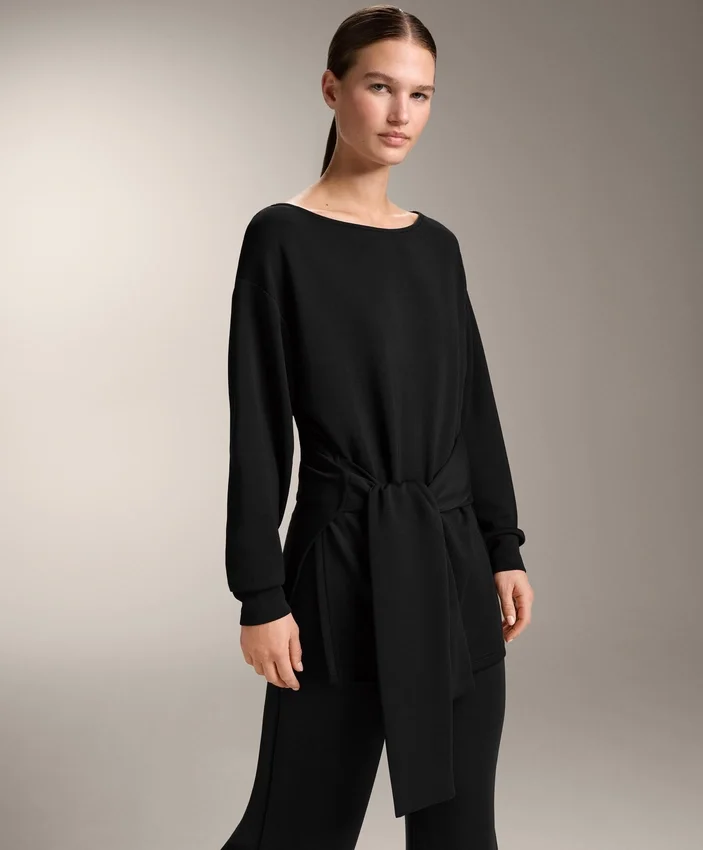 Camisola comprida em modal Soft Touch com detalhe de nó Camisola comprida em modal Soft Touch com detalhe de nó