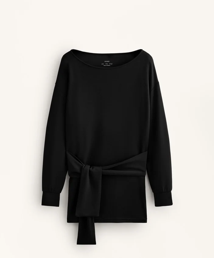 Camisola comprida em modal Soft Touch com detalhe de nó Camisola comprida em modal Soft Touch com detalhe de nó