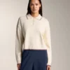 Camisola de gola polo com mini tranças Camisola de gola polo com mini tranças