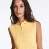 Camisola de malha aberta sem mangas Camisola de malha aberta sem mangas