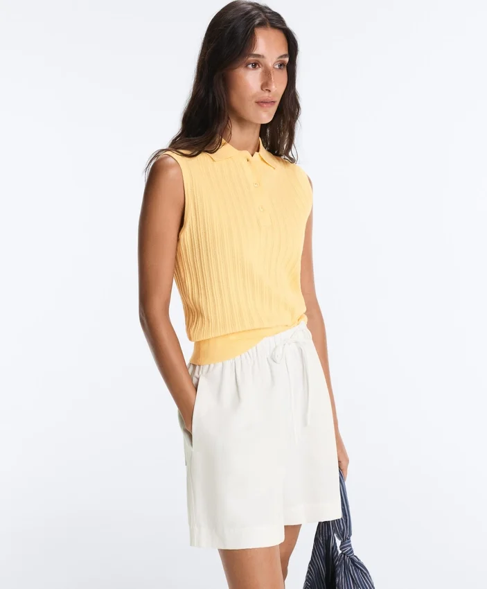 Camisola de malha aberta sem mangas Camisola de malha aberta sem mangas