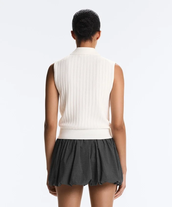 Camisola de malha aberta sem mangas Camisola de malha aberta sem mangas