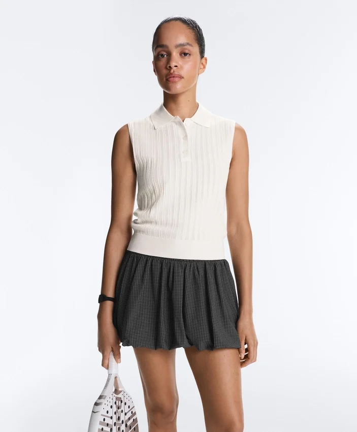 Camisola de malha aberta sem mangas Camisola de malha aberta sem mangas