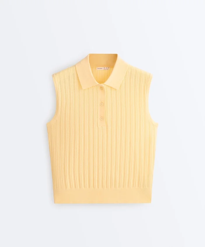 Camisola de malha aberta sem mangas Camisola de malha aberta sem mangas