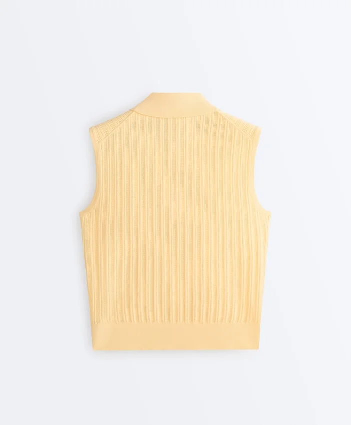Camisola de malha aberta sem mangas Camisola de malha aberta sem mangas