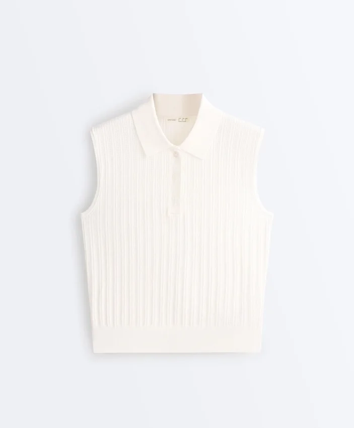 Camisola de malha aberta sem mangas Camisola de malha aberta sem mangas