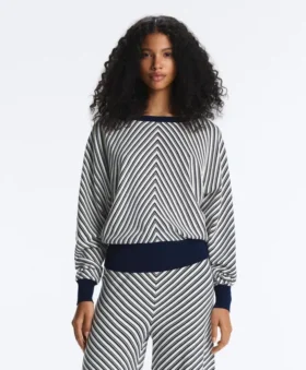 Camisola de malha com riscas diagonais Camisola de malha com riscas diagonais