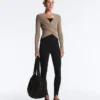 Camisola de malha fina com canelado
