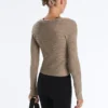 Camisola de malha fina com canelado