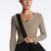 Camisola de malha fina com canelado