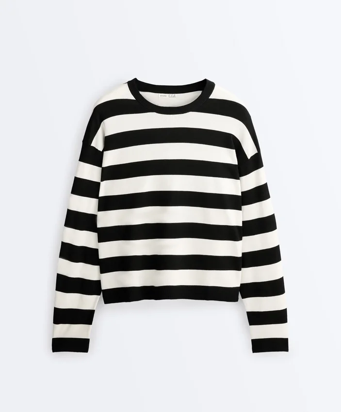 Camisola de malha às riscas Camisola de malha às riscas