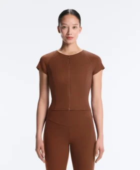 Camisola de manga curta com fecho