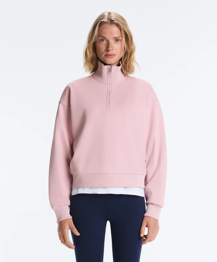 Camisola de piqué com gola alta e fecho de correr, em algodão Camisola de piqué com gola alta e fecho de correr, em algodão
