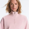 Camisola de piqué com gola alta e fecho de correr, em algodão Camisola de piqué com gola alta e fecho de correr, em algodão