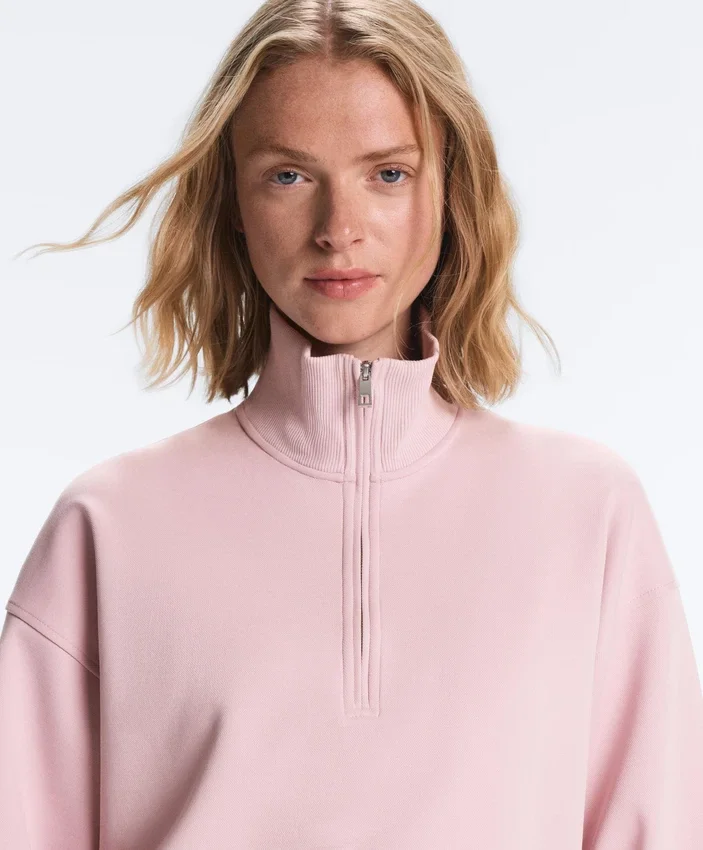 Camisola de piqué com gola alta e fecho de correr, em algodão Camisola de piqué com gola alta e fecho de correr, em algodão