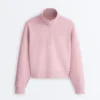 Camisola de piqué com gola alta e fecho de correr, em algodão Camisola de piqué com gola alta e fecho de correr, em algodão