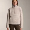 Camisola em imitação de casacos de pelo de carneiro com bolso frontal