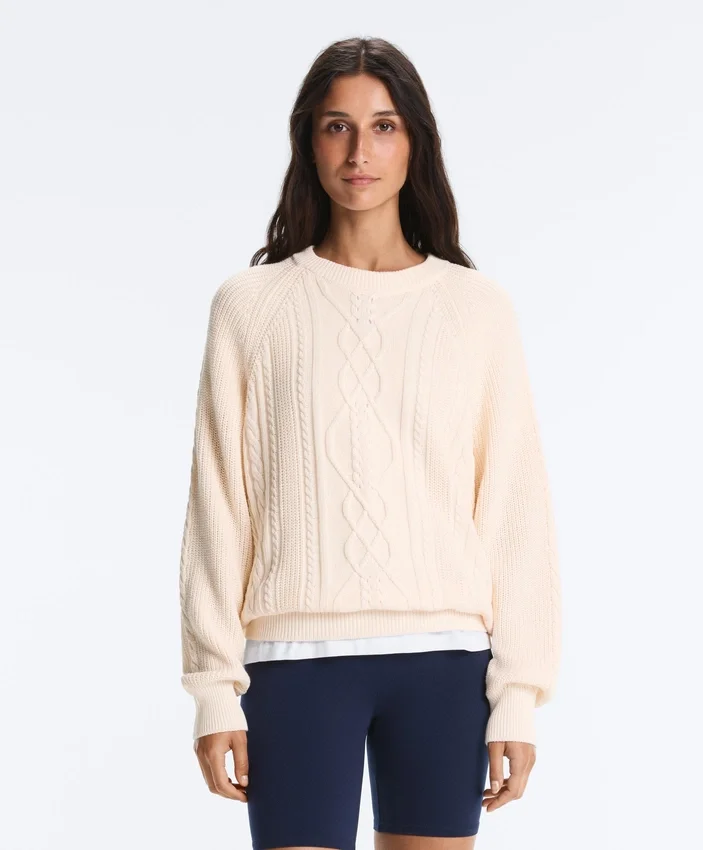 Camisola em malha trançada 100% algodão Camisola em malha trançada 100% algodão
