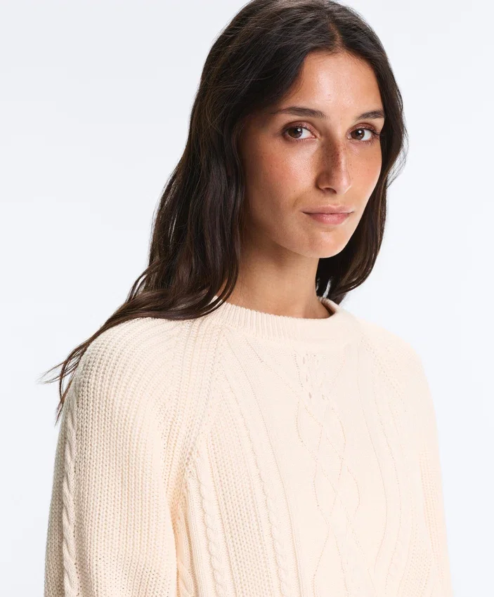 Camisola em malha trançada 100% algodão Camisola em malha trançada 100% algodão