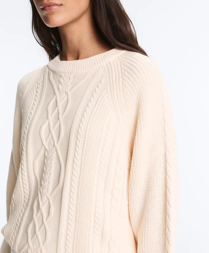 Camisola em malha trançada 100% algodão Camisola em malha trançada 100% algodão