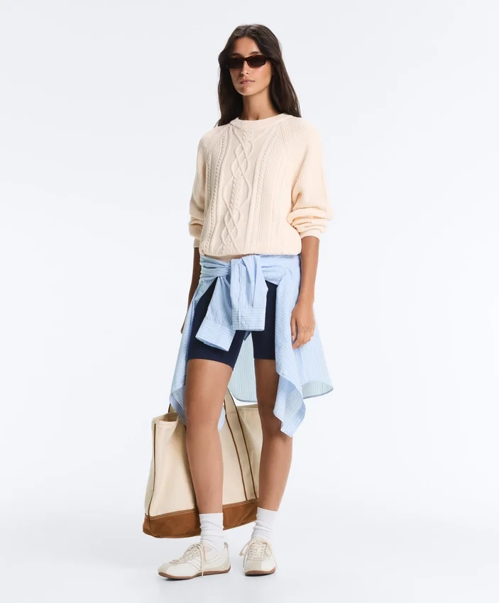 Camisola em malha trançada 100% algodão Camisola em malha trançada 100% algodão