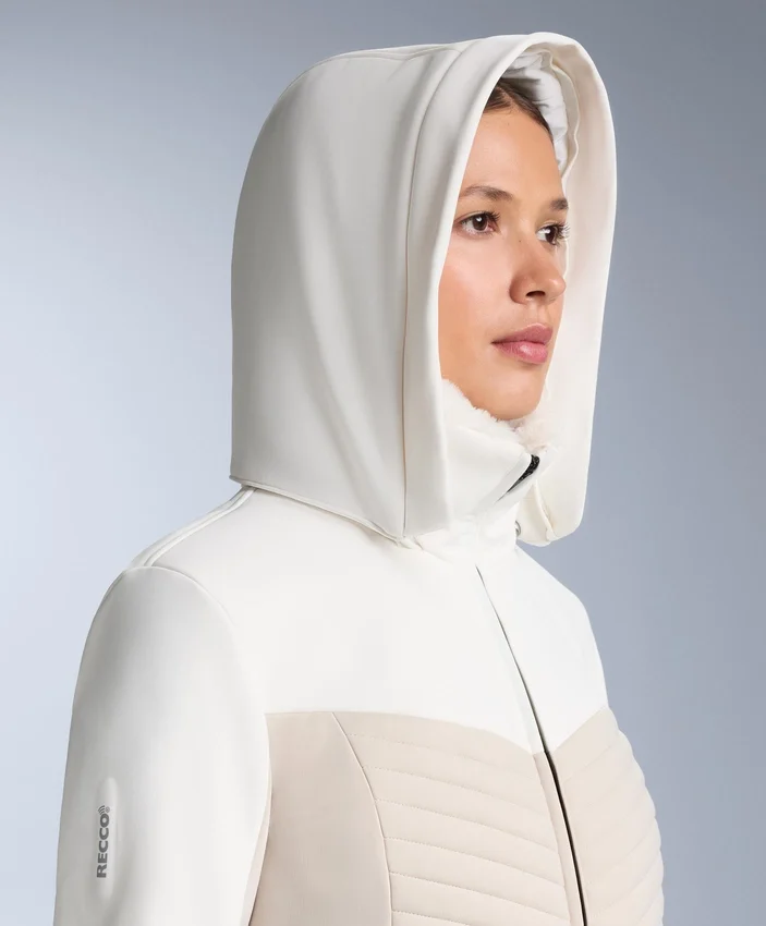 Casaco acolchoado de esqui Primaloft® com corte super justo e blocos de cor, resistente à água Casaco acolchoado de esqui Primaloft® com corte super justo e blocos de cor, resistente à água