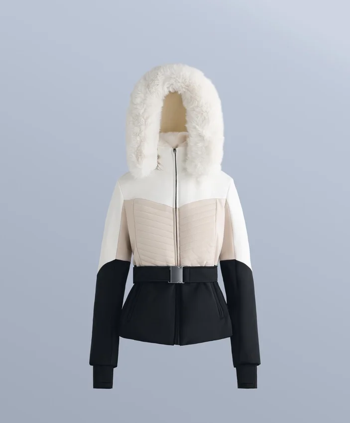 Casaco acolchoado de esqui Primaloft® com corte super justo e blocos de cor, resistente à água Casaco acolchoado de esqui Primaloft® com corte super justo e blocos de cor, resistente à água