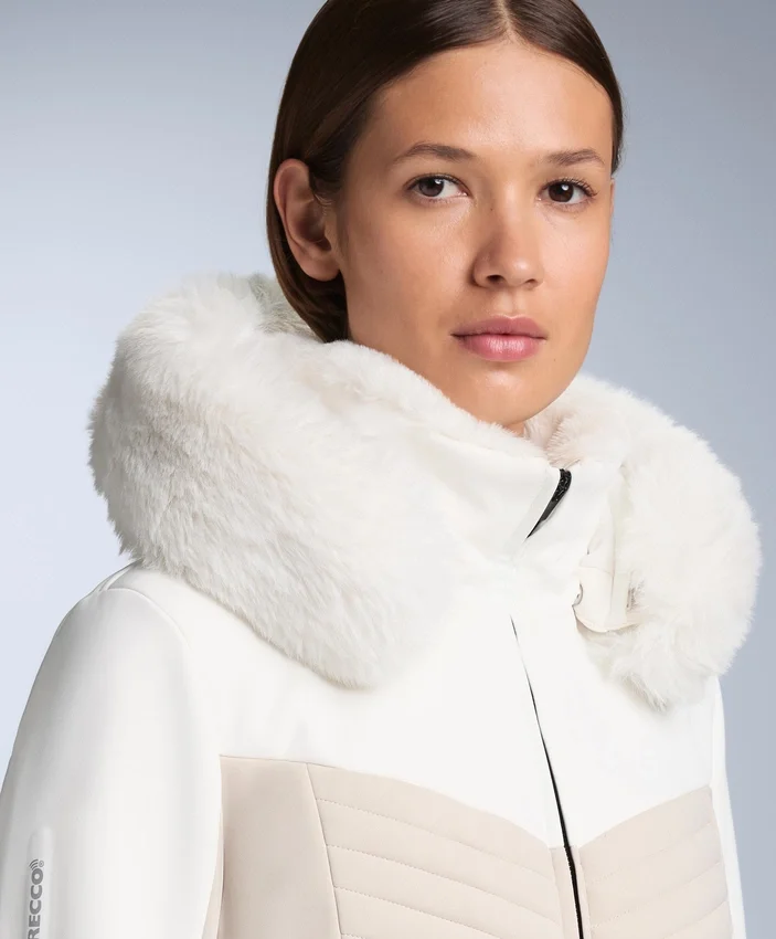 Casaco acolchoado de esqui Primaloft® com corte super justo e blocos de cor, resistente à água Casaco acolchoado de esqui Primaloft® com corte super justo e blocos de cor, resistente à água
