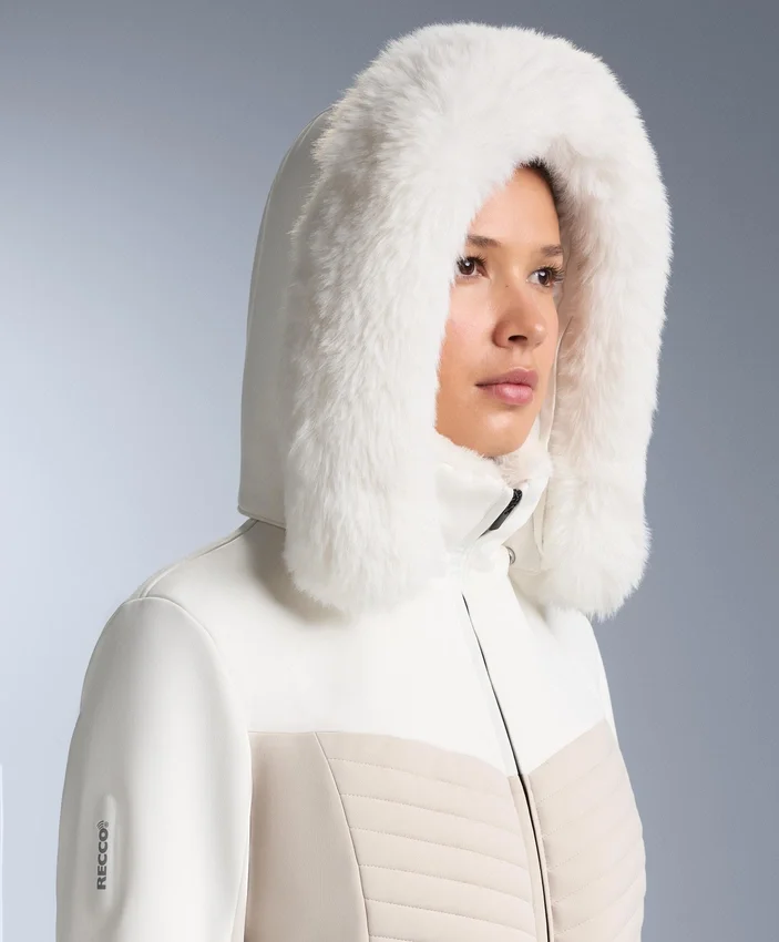 Casaco acolchoado de esqui Primaloft® com corte super justo e blocos de cor, resistente à água Casaco acolchoado de esqui Primaloft® com corte super justo e blocos de cor, resistente à água
