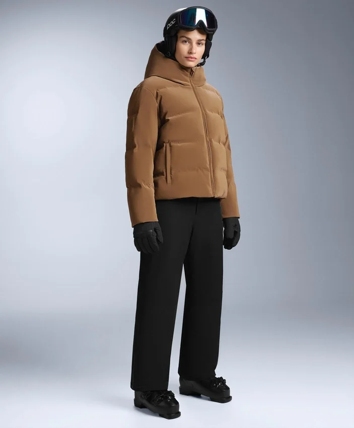 Casaco acolchoado em cetim 80% penas e 20% penugem Minardi Piume Ski resistente à água Casaco acolchoado em cetim 80% penas e 20% penugem Minardi Piume Ski resistente à água
