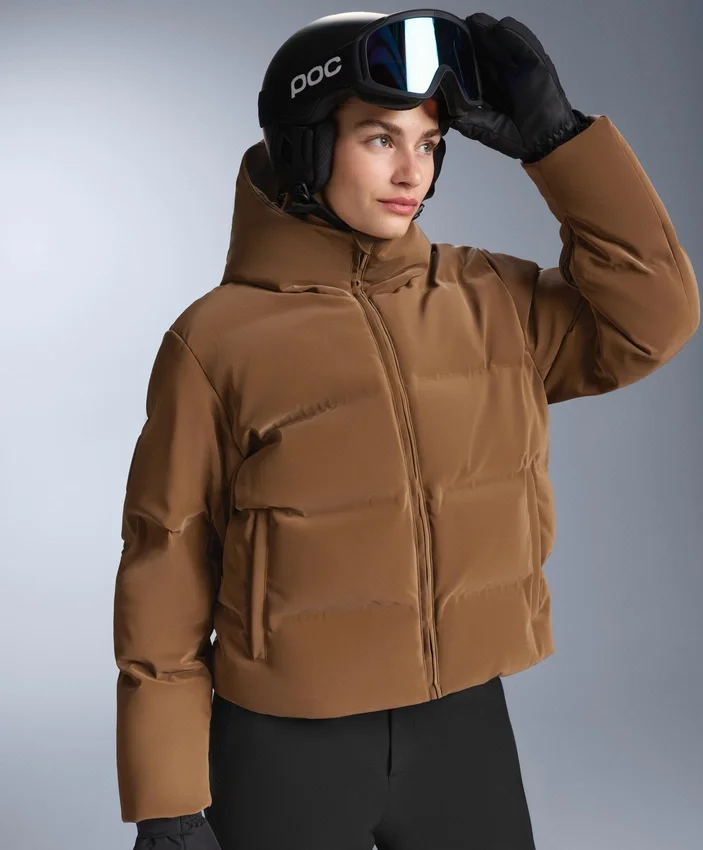 Casaco acolchoado em cetim 80% penas e 20% penugem Minardi Piume Ski resistente à água Casaco acolchoado em cetim 80% penas e 20% penugem Minardi Piume Ski resistente à água
