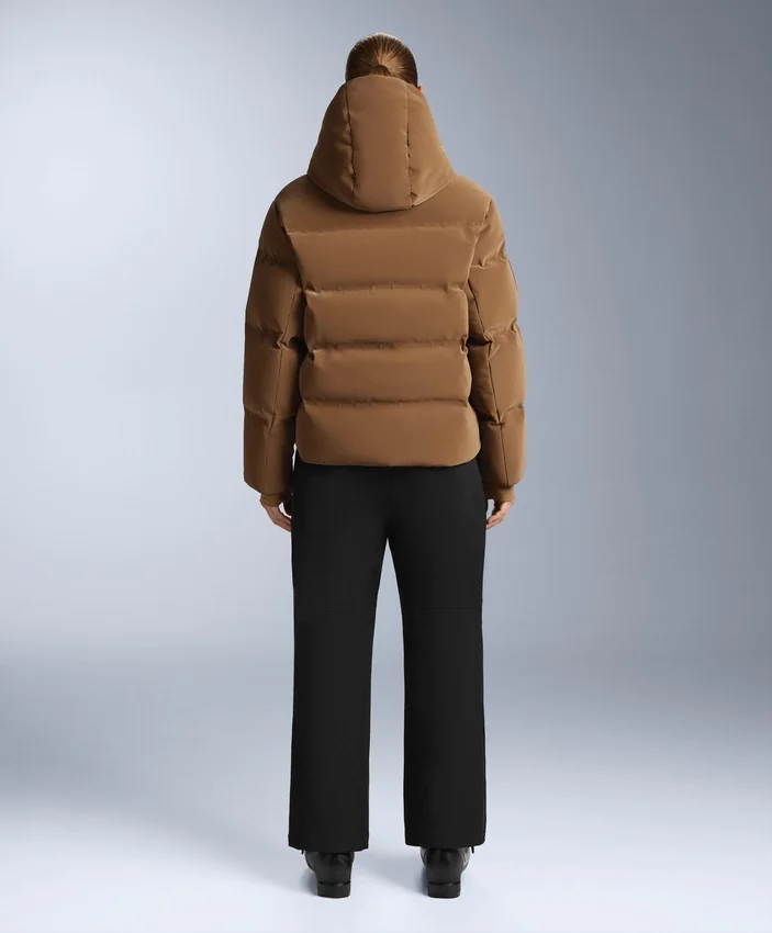 Casaco acolchoado em cetim 80% penas e 20% penugem Minardi Piume Ski resistente à água Casaco acolchoado em cetim 80% penas e 20% penugem Minardi Piume Ski resistente à água