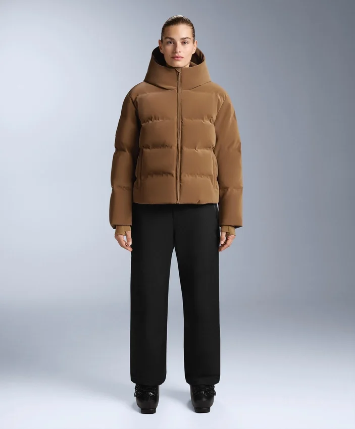 Casaco acolchoado em cetim 80% penas e 20% penugem Minardi Piume Ski resistente à água Casaco acolchoado em cetim 80% penas e 20% penugem Minardi Piume Ski resistente à água