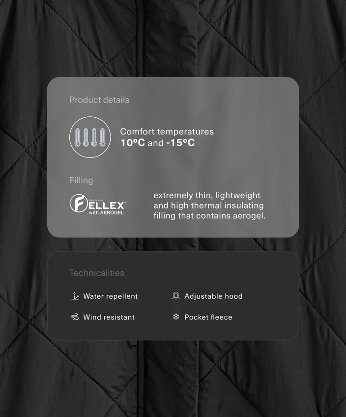 Casaco acolchoado em Fellex® Aerogel repelente à água Casaco acolchoado em Fellex® Aerogel repelente à água