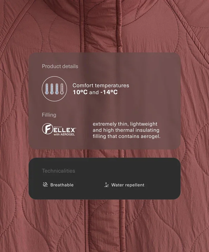 Casaco acolchoado em Fellex® Aerogel repelente à água Casaco acolchoado em Fellex® Aerogel repelente à água