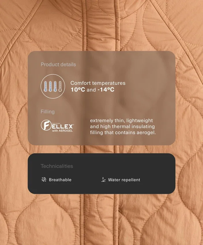 Casaco acolchoado em Fellex® Aerogel repelente à água Casaco acolchoado em Fellex® Aerogel repelente à água