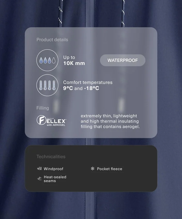 Casaco acolchoado impermeável Fellex® Aerogel 10K Casaco acolchoado impermeável Fellex® Aerogel 10K