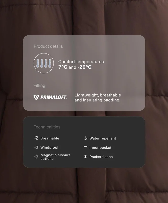 Casaco acolchoado repelente de água Primaloft® Casaco acolchoado repelente de água Primaloft®
