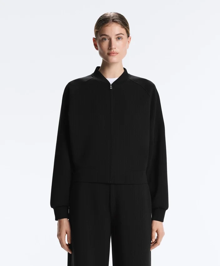Casaco bomber às riscas com modal Soft Touch Casaco bomber às riscas com modal Soft Touch
