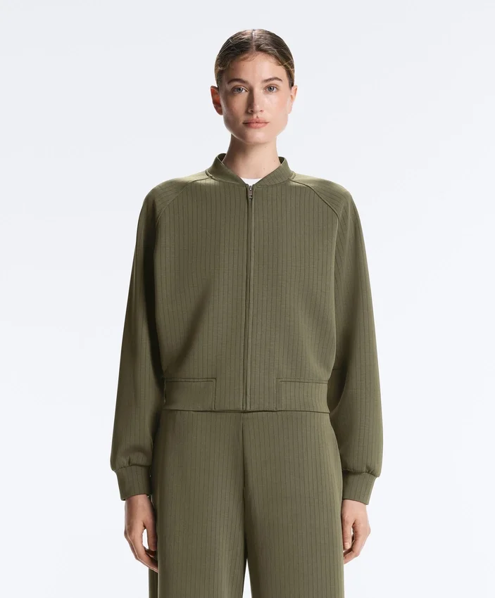Casaco bomber às riscas com modal Soft Touch Casaco bomber às riscas com modal Soft Touch